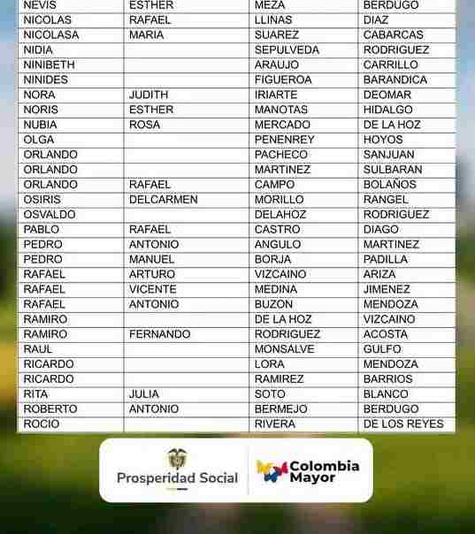Nuevos abuelitos esta semana para cobro del subsidio Colombia mayor 2026. 3 2 11