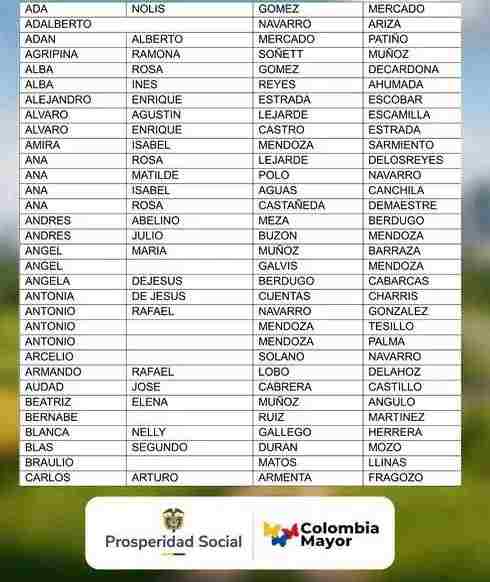 Nuevos abuelitos esta semana para cobro del subsidio Colombia mayor 2026. 9 8 11